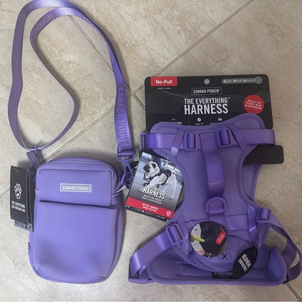 Canada Pooch Everything No Pull Dog Harness with Poop Bag Dispenser, Lavender